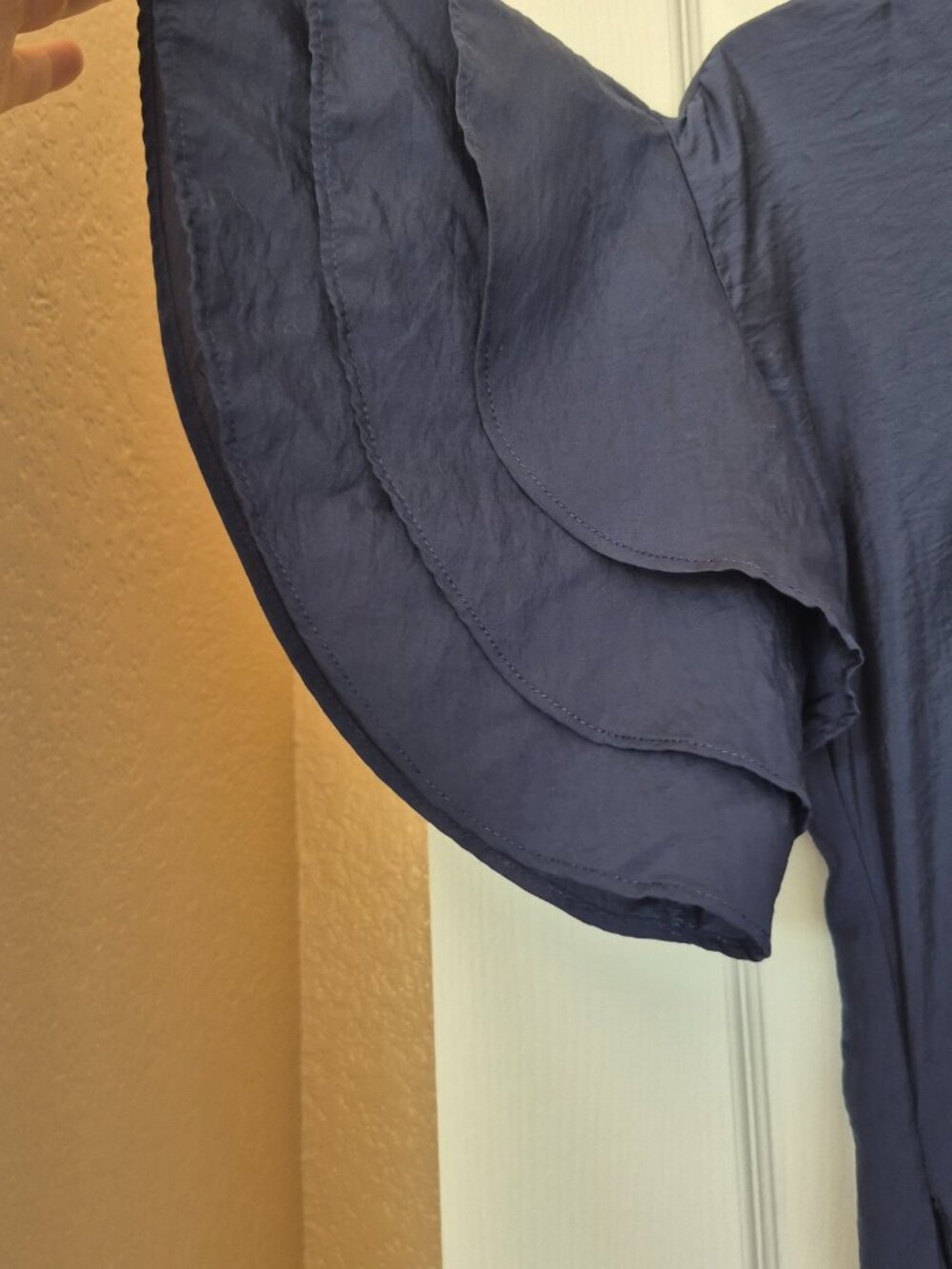 Thurley Navy Ruffle Sleeve Shift Dress, Size S - Picture 5 of 9